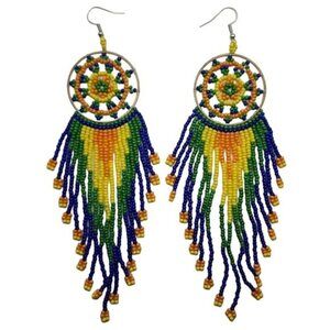 Beaded Mandala Boho Dangle Earrings